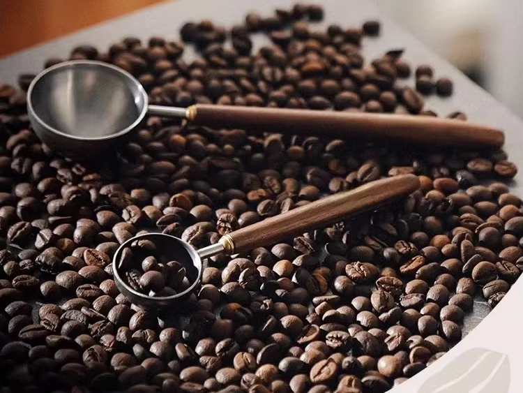 Beautiful Coffee Gear Barista Gifts Stylish Coffee Scoops With Sleek Walnut Wood Handles On Freshly Roasted Beans
