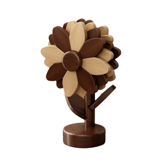 Tiramisu Wood Hot Pad Trivet Flower Brown Beige