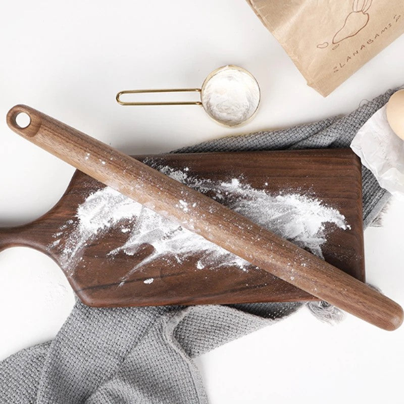 Baking At Home Using French Rolling Pin In Harmony Farmhouse Style Walnut Wood