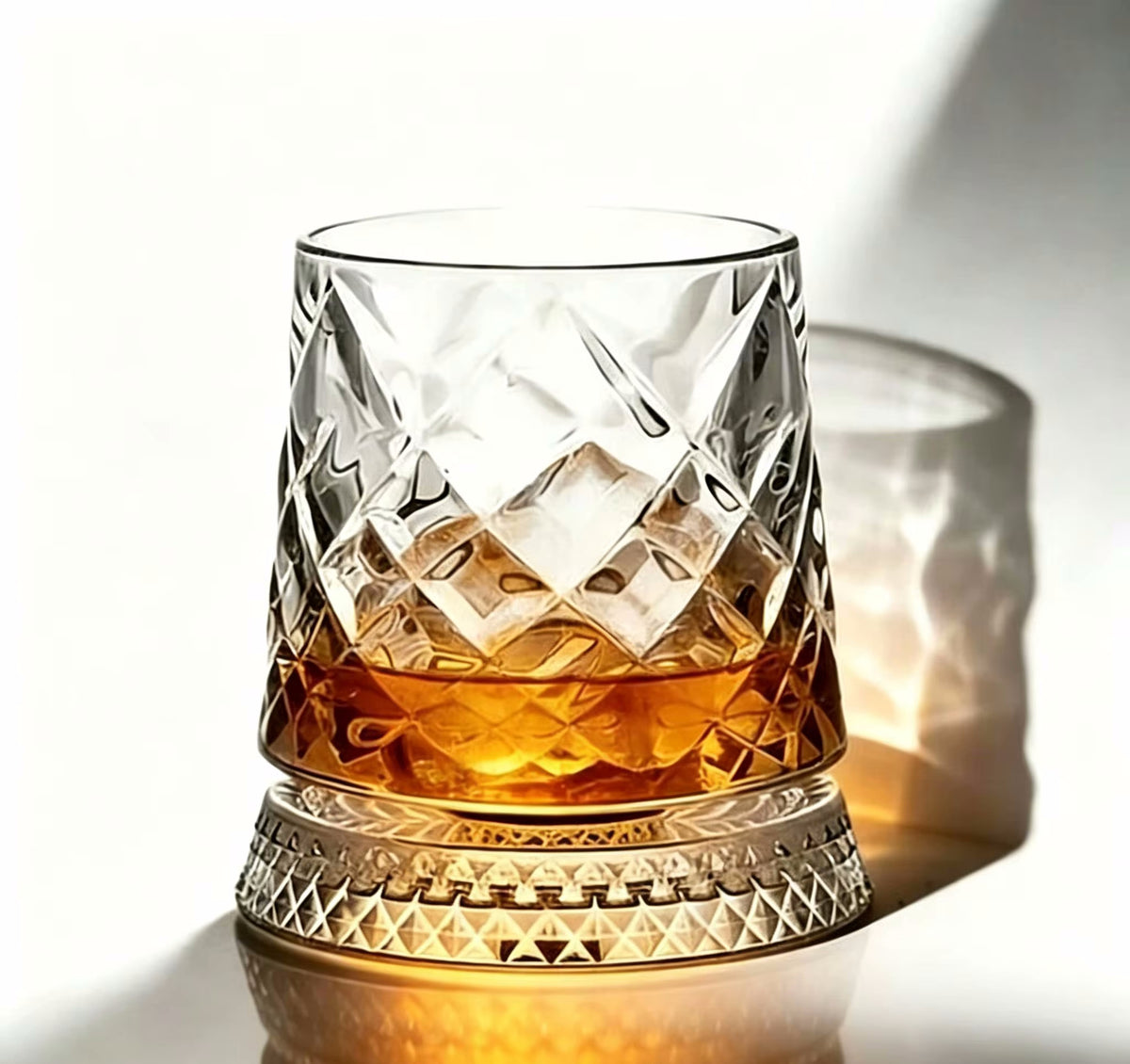 Beautiful Glass Drinkware With Coaster Rotating Tumbler Cup That Spins