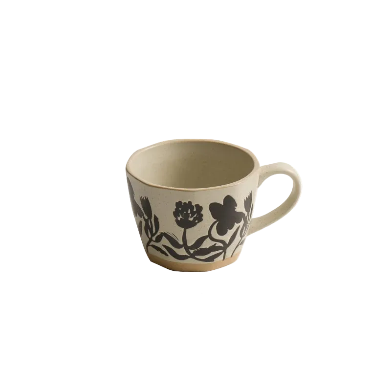 Black Garden Impressions Ceramic Mug With Exposed Base