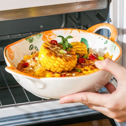 Toaster Over Safe Ceramics And Dishwasher Safe Bowl With Handles Breezy Style Dishes With Floral Patterns