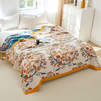 Brinley 1 Regal Floral Cotton Bedding Reversible Quilt Coverlet