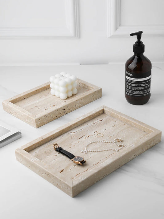 Chiaro Travertine Decorative Stone Trays Bedroom And Bathroom Luxury Decor