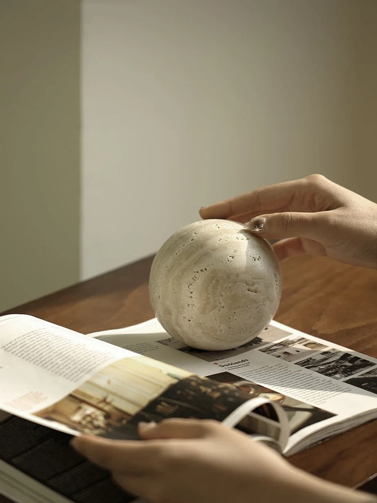 Chiaro Travertine Stone Decorative Sphere Paperweight Ball