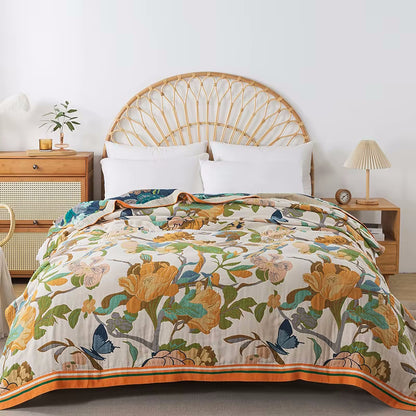 Cotton Bedding Butterfly Grove Reversible Cotton Coverlet Quilt