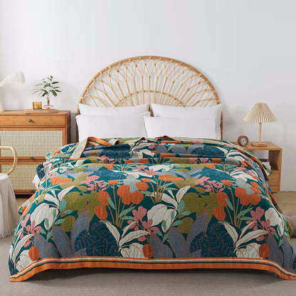 Cotton Bedding Tropical Twilight Reversible Cotton Coverlet Quilt