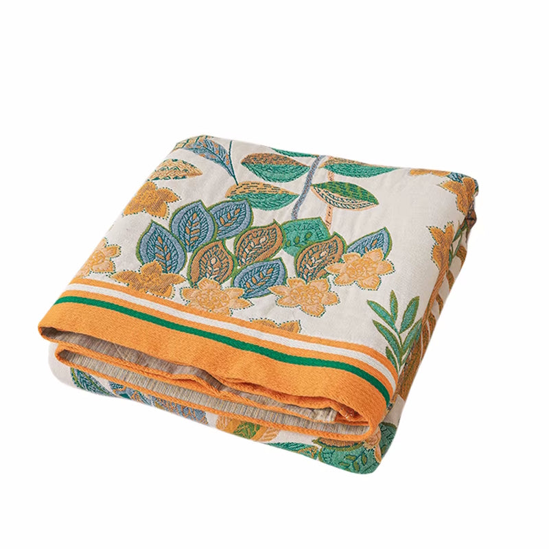 Emerald Eden Reversible Cotton Quilt Coverlet Lightweight Bedding