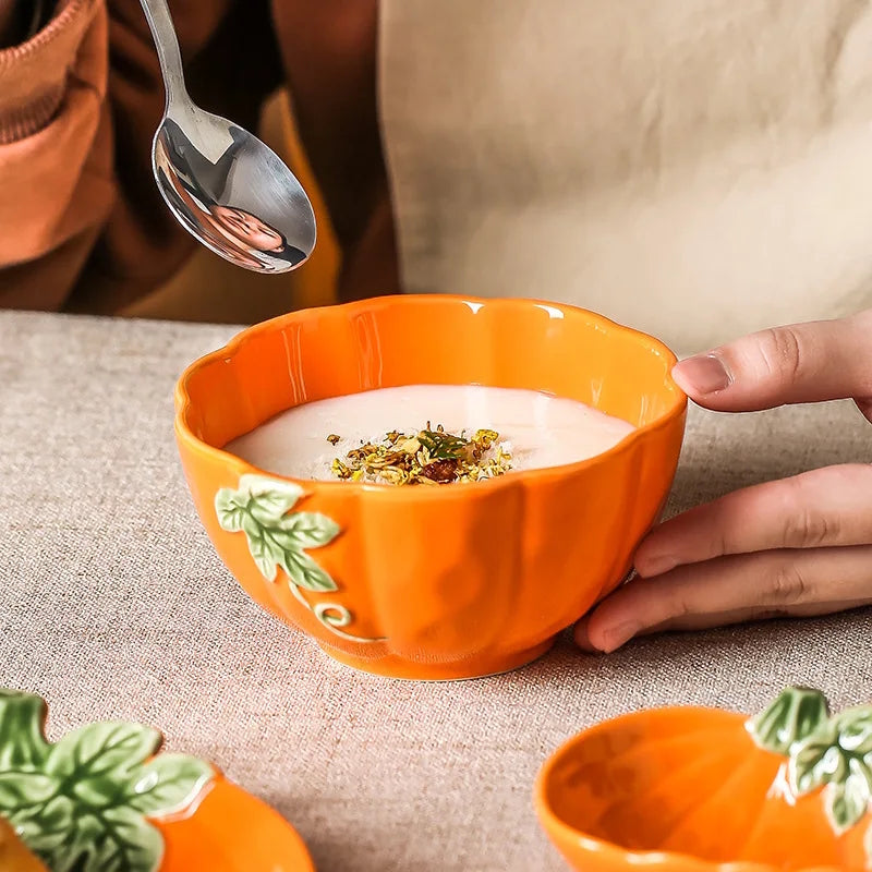 Enchanted Pumpkin Bowl Autumn Orange Dishware For Fall Dining