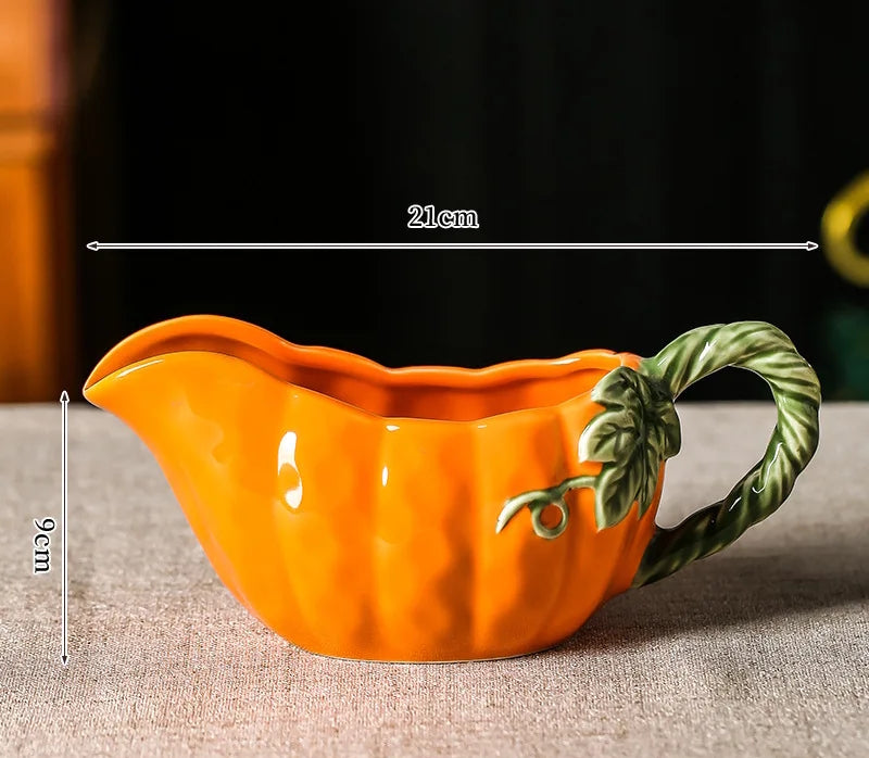 Enchanted Pumpkin Gravy Boat Ceramic Tableware Dish Size Measurements