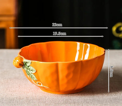 Enchanted Pumpkin Large Bowl Ceramic Tableware Dish Size Measurements