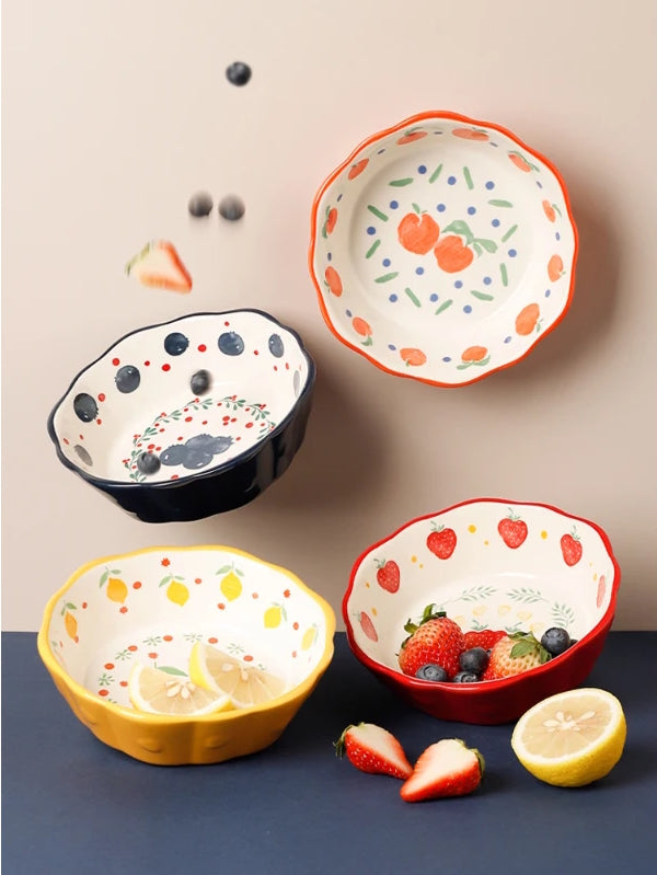 Filling Fruit Bowls With Fresh Berries Colorful Cottage Vintage Ceramics