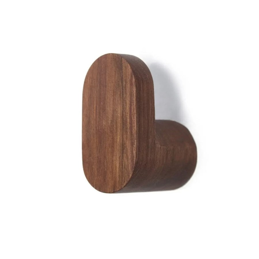 Modern Naturalist Oval Wood Wall Mounted Walnut Hook