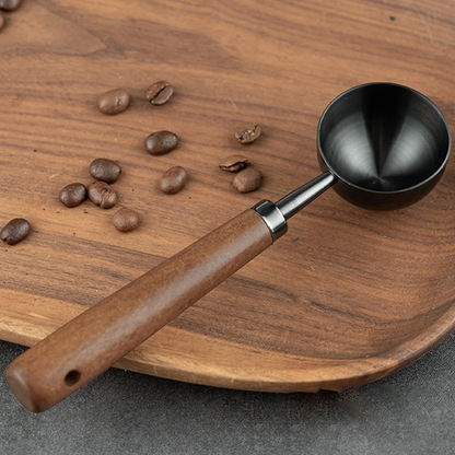 Luxury Barista Walnut Wood And Stainless Steel Long Handle Coffee Scoop