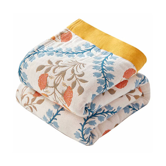 Regal Floral Reversible Cotton Quilt Coverlet Lightweight Bedding