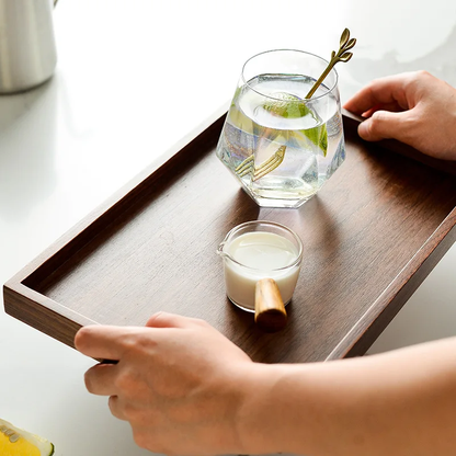 Modern Luxury Lifestyle Carrying Wooden Drink Tray With Nordic Style Glass For Serving Beverages