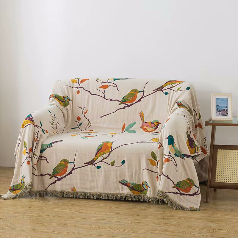 Paradiso Birds Reversible Sofa Cover Couch Throw Blanket