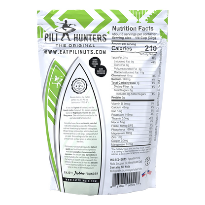 The Original Pili Hunters Nuts With Coconut Oil And Himalayan Salt Three Ingredients Pili Nut Nutrition Facts