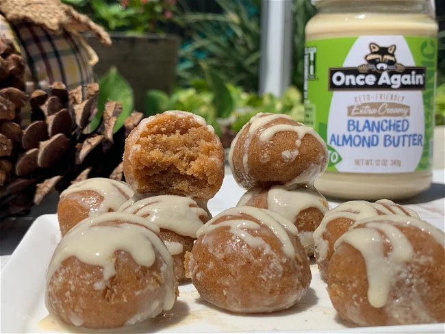 Fall PSL Recipe Dessert Using Once Again Keto Almond Butter Organic Autumn Treat Pumpkin Spice Latte Balls