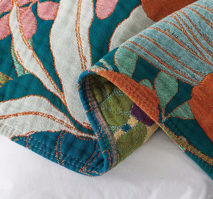 Quality Cotton Material Blanket Tropical Twilight Botanical Pattern Quilt