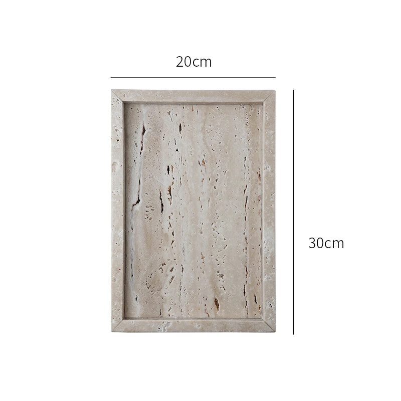 Rectangle Large Chiaro Travertine Stone Decorative Tray Rectangular