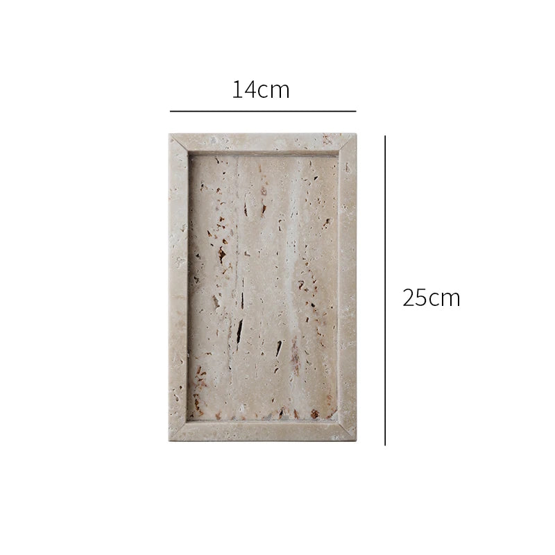 Rectangle Small Chiaro Travertine Stone Decorative Tray Rectangular