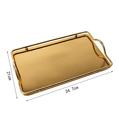 Emerald Shore Style Gold Toned Tray For Beverage Serving