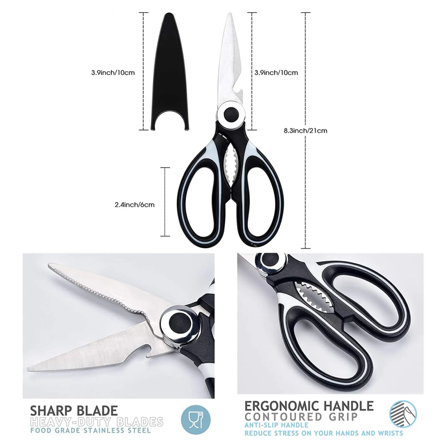 Sharp Blade Ergonomic Handle Scissors With Sheath Stainless Steel Shears Size Measurements