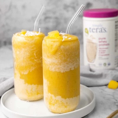 Tropical Sea Moss Smoothie Recipe Using Simply Teras Non-GMO Unsweetened Whey Protein Powder