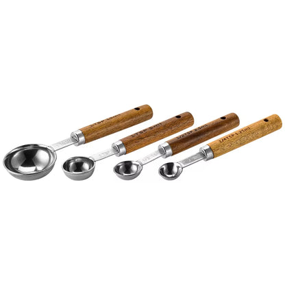 Luxury Chef Wood & Stainless Steel Measuring Spoons