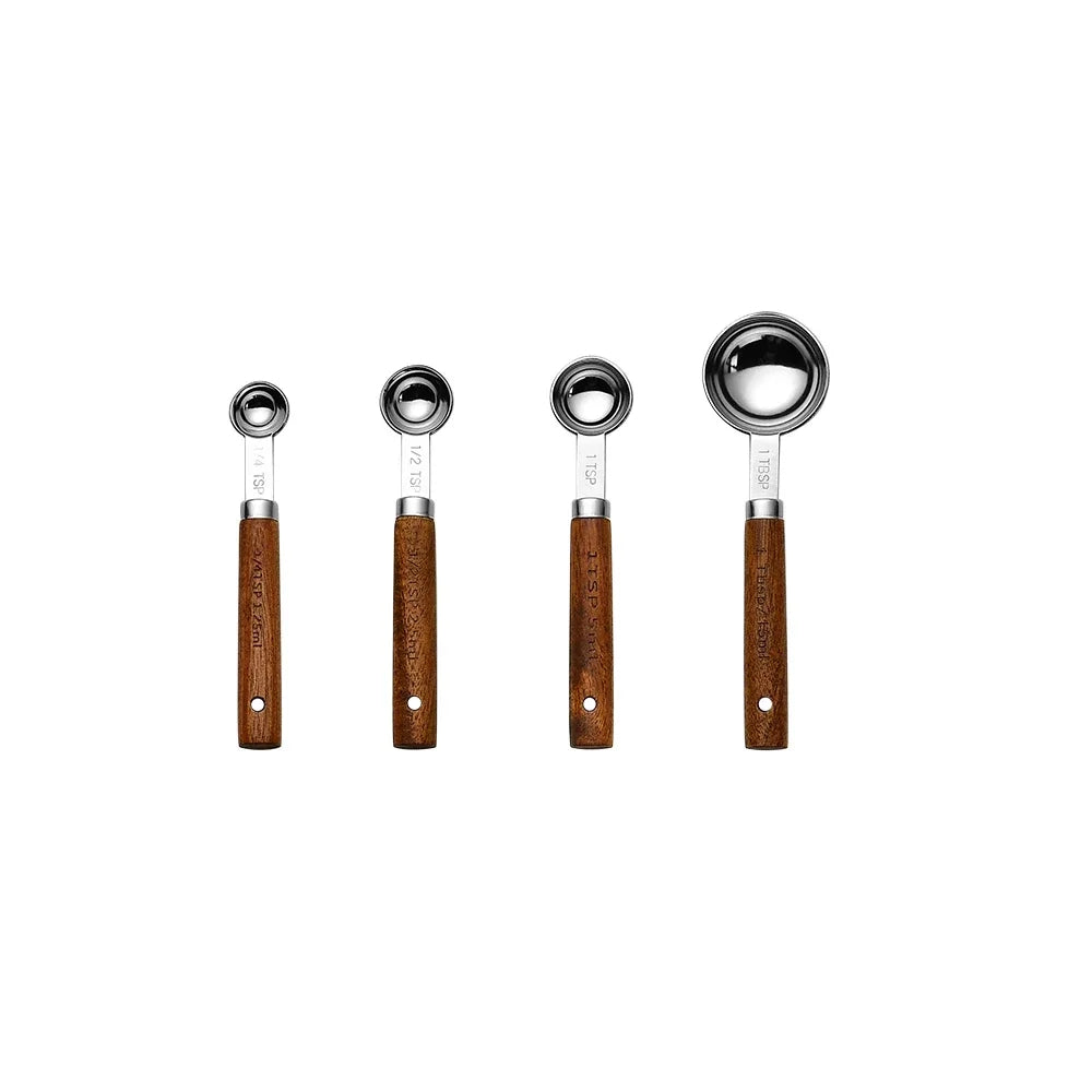 Luxury Chef Wood And Stainless Steel Measuring Spoons