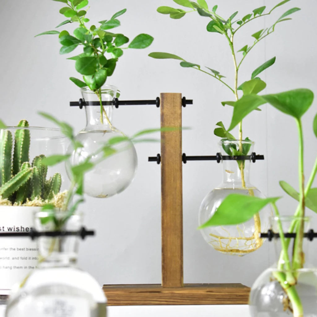 Tabletop Bud Vases With Wood Metal And Glass Hanging Flower Vase Style Decor For Houseplants