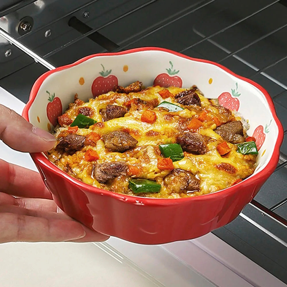 Toaster Oven Safe Ceramic Dishes Fruity Strawberry Cottage Vintage Bowls