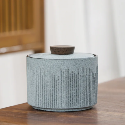 Hoarfrost Blue Ceramic Jar Tahoe Style Tea Caddy Food Container