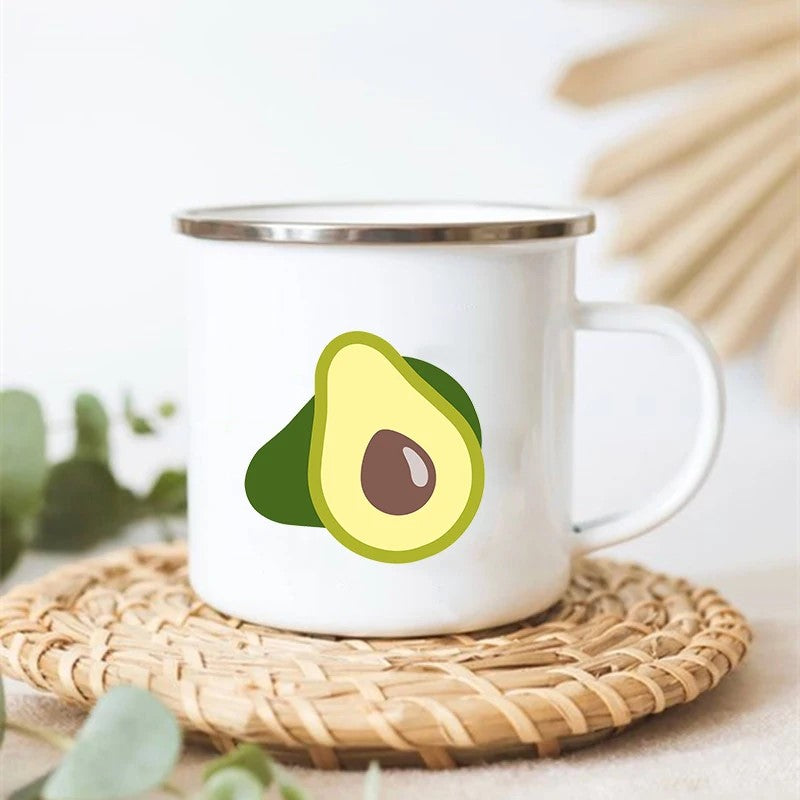 Truecado Adorable Avocado Stainless Steel Enamel Camp Mug Classic Avocado Shape And Colors