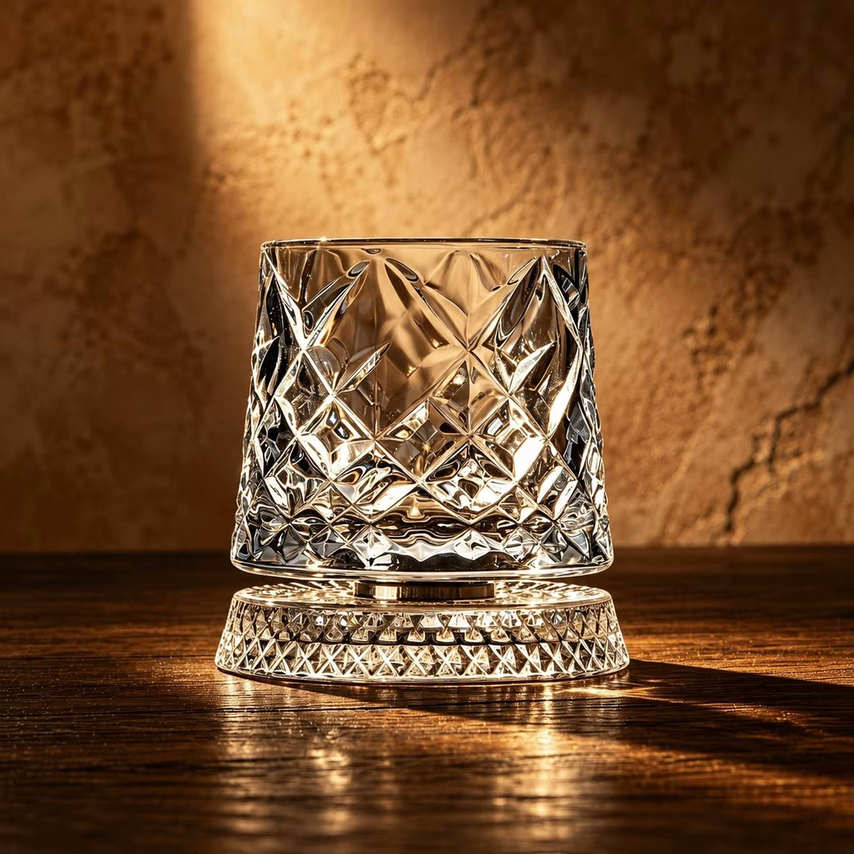 Variant Fractals Glass Social Club Style Rotating Whiskey Glass And Coaster