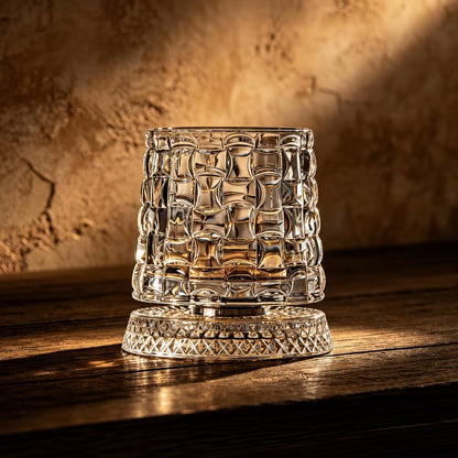 Variant Woven Glass Social Club Style Rotating Whiskey Glass And Coaster