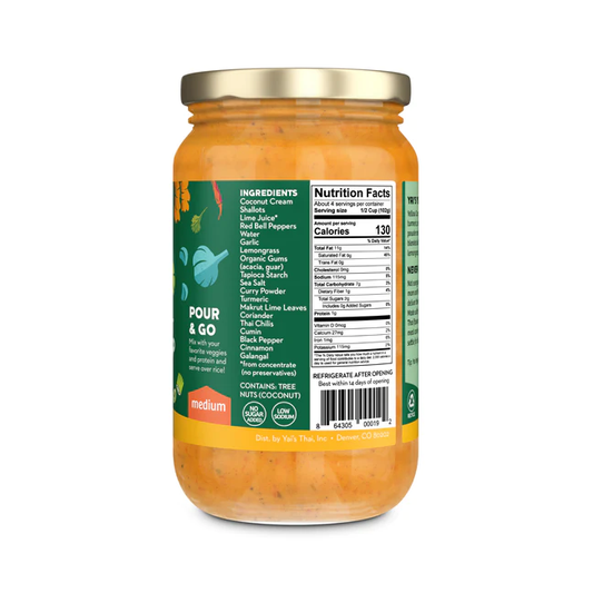Yellow Coconut Curry Ingredients Non-GMO Yais Thai Sauce
