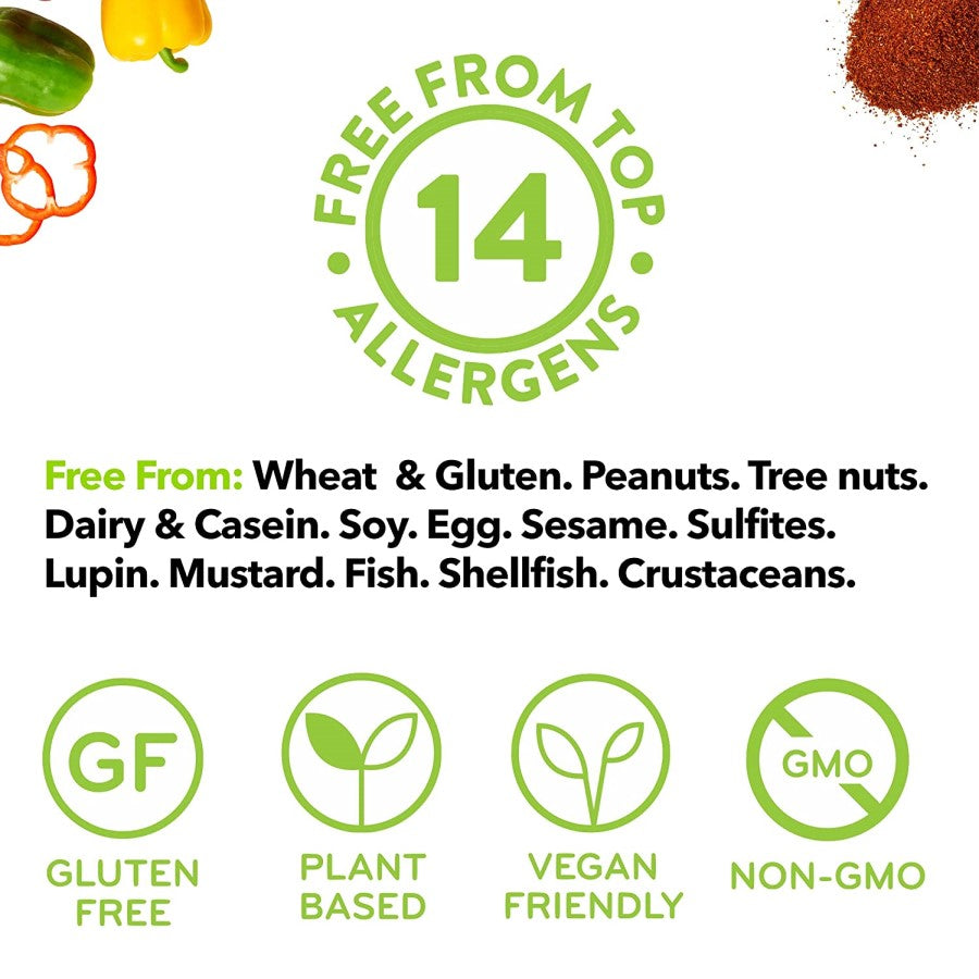 Free From Top 14 Allergens No Wheat No Gluten No Peanuts No Tree Nuts No Dairy No Soy No Egg No Sesame No Fish Gluten Free Plant Based Vegan Non-GMO All Clean Food Dinners