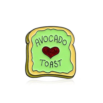 Glittery Red Heart Avocado Toast Lapel Pin From Terra Powders
