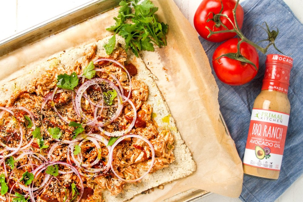 BBQ Ranch Keto Cauliflower Pizza Delicious Primal Kitchen Recipe Using Gluten Free BBQ Ranch Made With Avocado Oil