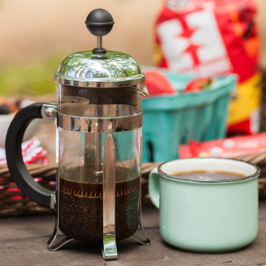 Organic Equal Exchange French Press French Roast Coffee And Metal Mug