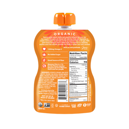 Organic Mamma Chia 3.5 Ounce Squeeze Pouch Mango Coconut Ingredients And Nutrition Facts