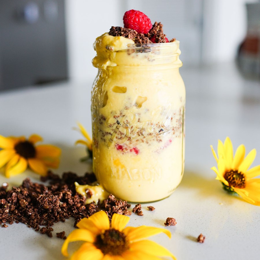 Mango Cream Smoothie Made With Living Intentions Radiant Raspberry Cereal