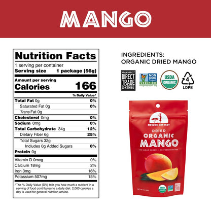 Organic Mango Mavuno Harvest Dried Fruit Nutrition Facts And Ingredients