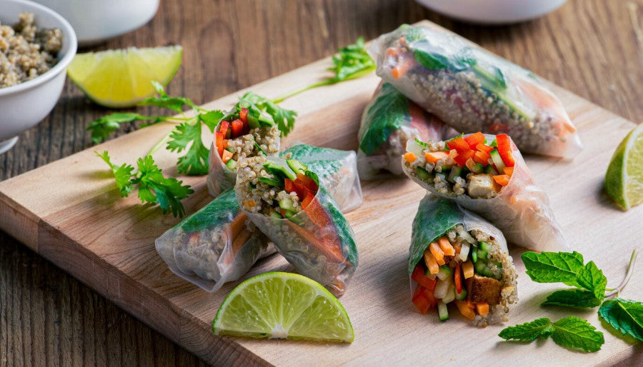 Quinoa Spring Rolls Lundberg Vegan Recipe Using Organic Quinoa