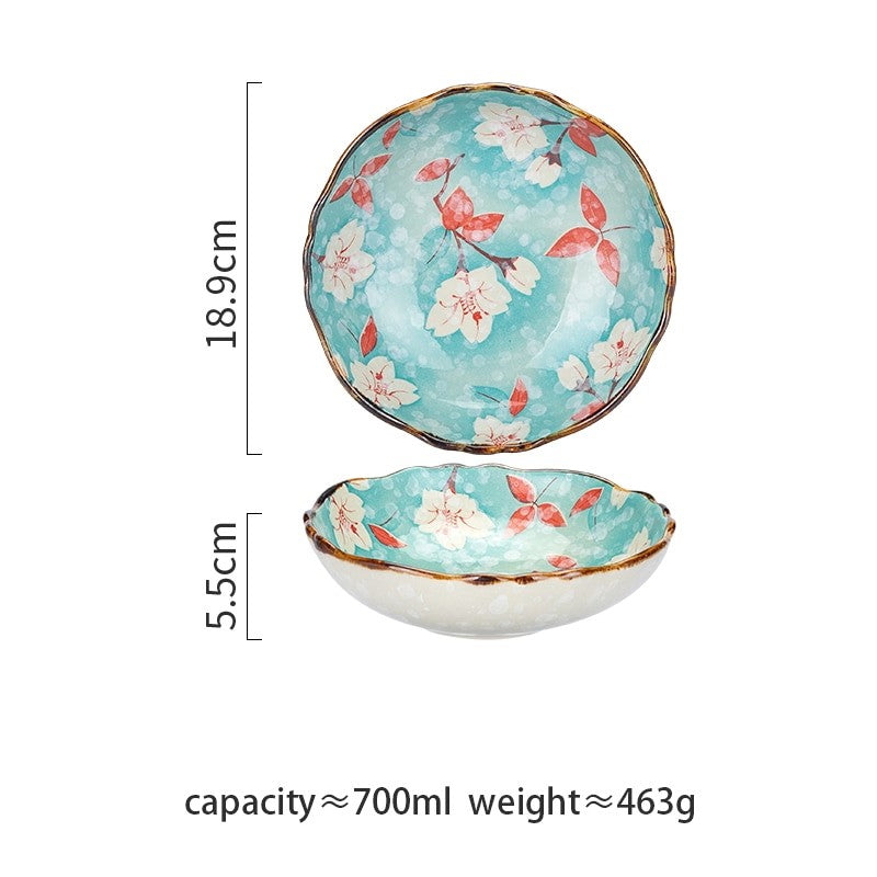 Spring Flowers Farmhouse Style Floral Ceramic Bowl Measurements