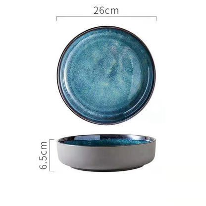 Stellar Ocean Round Ceramic Dish Style F Size Measurements
