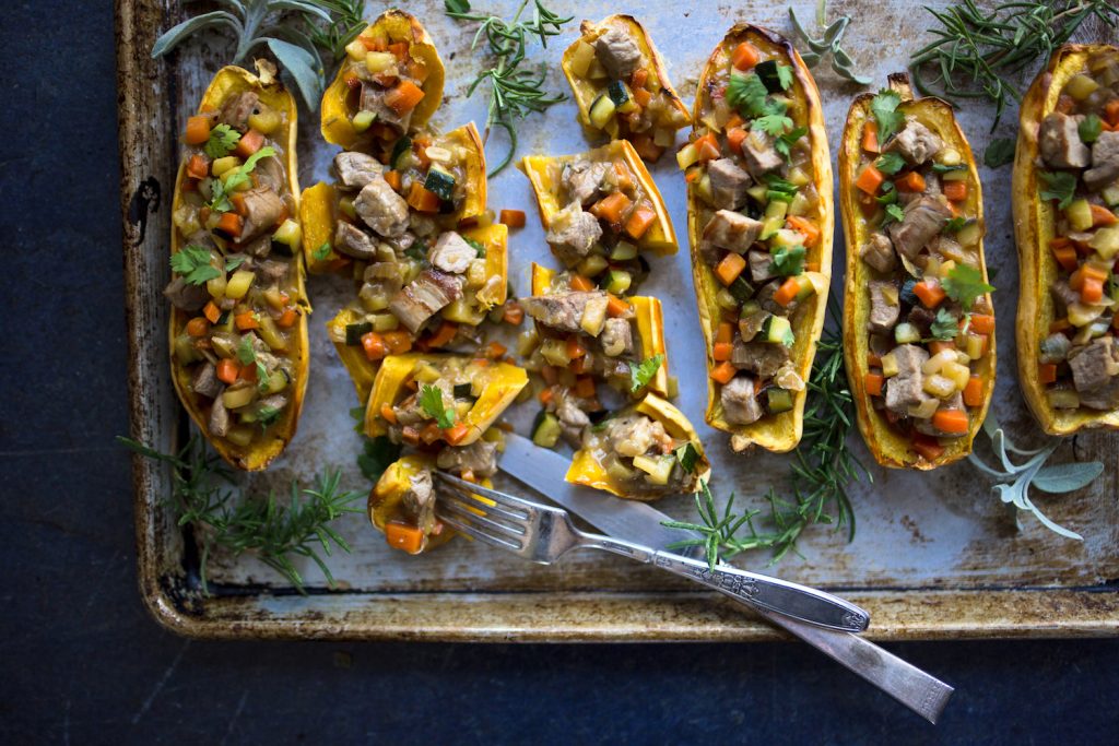 Stuffed Delicata Squash Autumn Recipe Using Bare Bones Organic Broth Classic Chicken