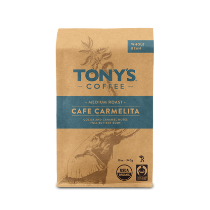 Tony's Coffee Organic Cafe Carmelita Medium Roast Whole Bean 12oz